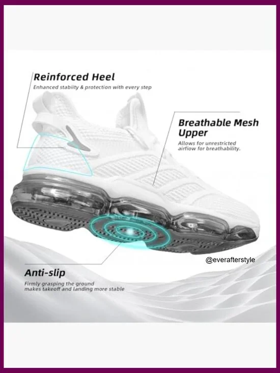 Men's Air Cushion Running Shoes Mesh Fabric Athletic Sneakers Non Slip - Picture 4 of 7